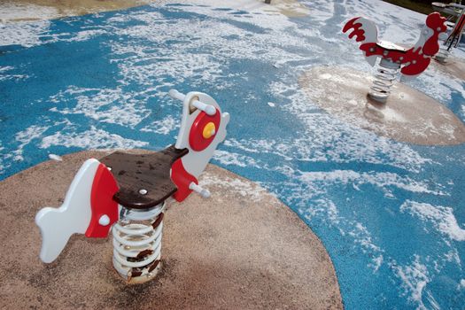 playground at the seaside resort of ballybunion ireland in winter