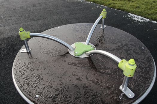 wet roundabout at winter