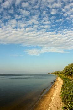 Bank of the Dnieper-Bug estuary (II). The view from the side of Kinburn Spit, near Ochakiv, Ukraine