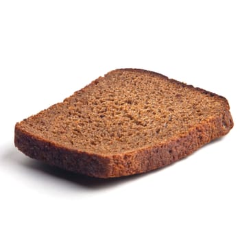 Single slice of brown bread. White  background