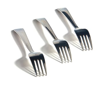 Three forks against white background. Cover set