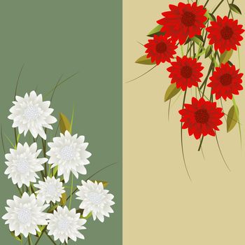 Floral fantasy, vertical headers with red and white flowers