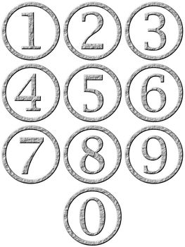 3d stone framed numbers isolated in white