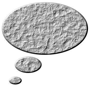 3d stone thought bubble isolated in white