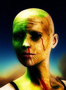 
Zombie against a sky for Halloween concepts.