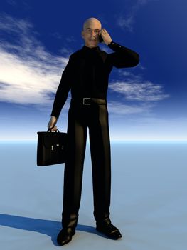 Businessmen holding a mobile phone.