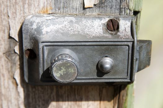 old lock on grunge wooden door