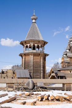traditional wooden russian belltower