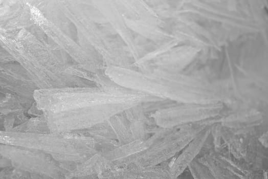 the closeup of ice crystals with very shallow