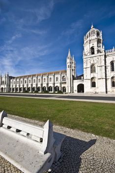 detail of the facade of the famous Mosteiro dos Jeronimos in Lisbon