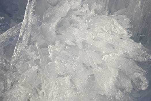 the closeup of ice crystals with very shallow