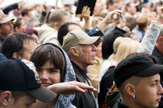 RIGA, LATVIA, MAY 16, 2009: Protestors against Baltic Gay Pride 2009