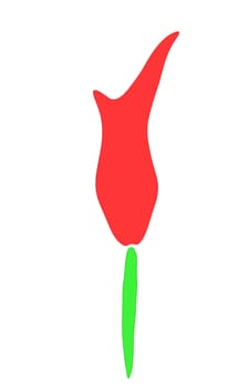 Abstract tulip illustration, isolated on a white background.