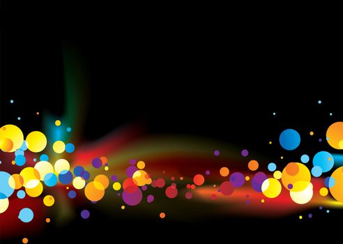 multi colored abstract background with bright bubbles and copy space