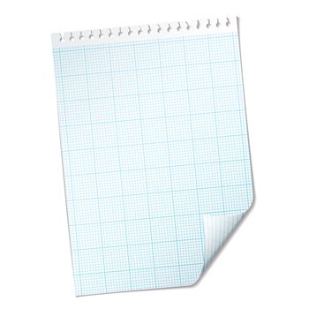 Single piece of paper with graph grid with blue mesh