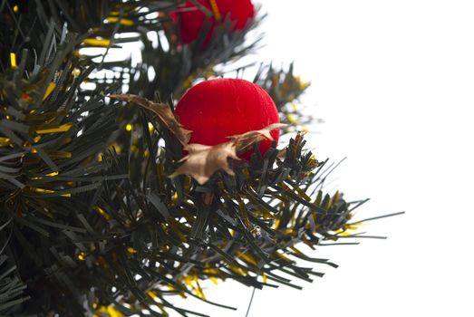 Christmas tree with decorations ,close up view