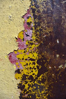 old rusty iron surface with paint stripped