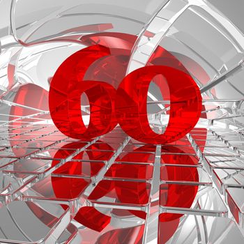 red number sixty on chrome tiles - 3d illustration