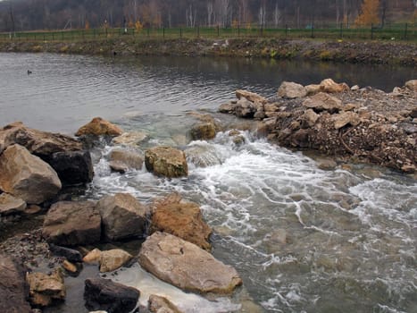 Overfall on a mountain river.