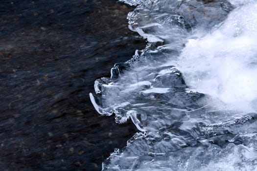 Detail view of ice formations in a river