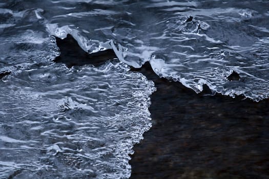 Detail view of ice formations in a river