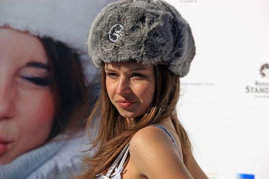 Finest russian girl living in Switzerland posing in St. Moritz