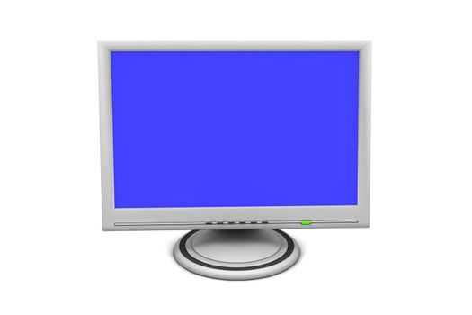 flat screen lcd computer monitor with a blue desktop and green status led