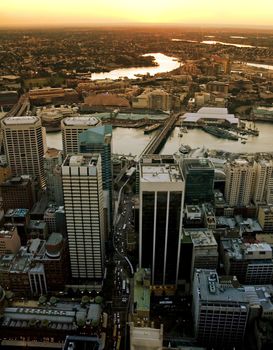 Darling Harbour in Sydney, photo taken from Sydney tower