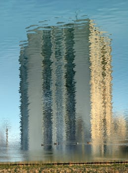 building reflection in water, the picture is actually upside down and creates unusual visualization