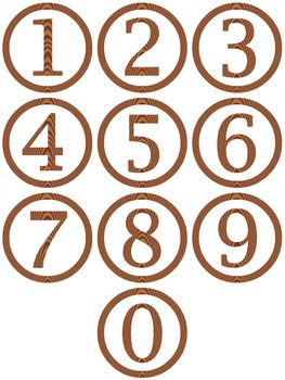 Wooden framed numbers isolated in white