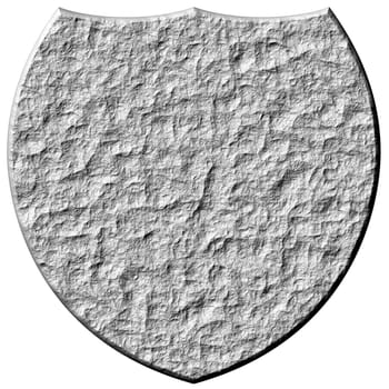 3d stone shield isolated in white