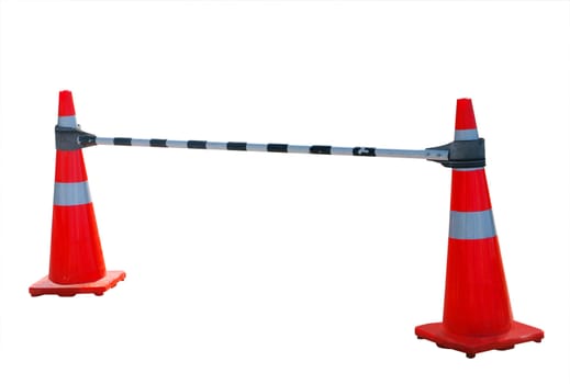 Bar between Two Road Cones isolated with clipping path         
