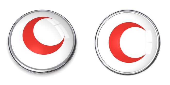button with red crescent symbol - top and side view