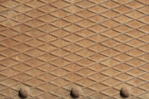 The surface of the old rusty steel floor