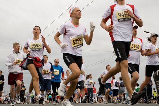 RIGA, LATVIA, MAY 17, 2009: Marathon runners start the Riga International Marathon on May 17