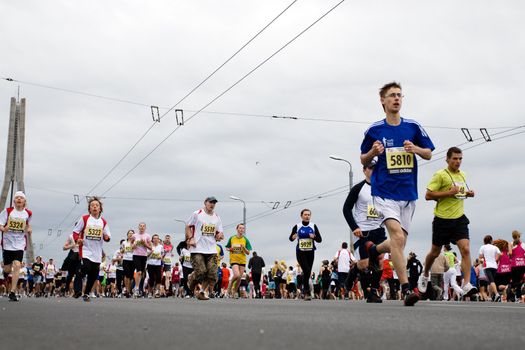 RIGA, LATVIA, MAY 17, 2009: Marathon runners start the Riga International Marathon on May 17