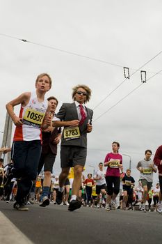 RIGA, LATVIA, MAY 17, 2009: Marathon runners start the Riga International Marathon on May 17