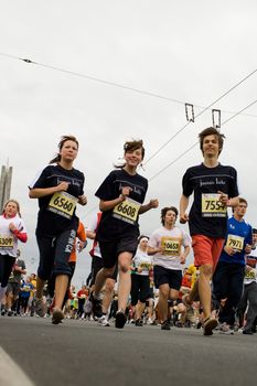 RIGA, LATVIA, MAY 17, 2009: Marathon runners start the Riga International Marathon on May 17