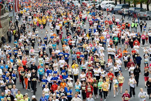 RIGA, LATVIA, MAY 17, 2009: Mini Marathon runners start the Riga International Marathon on May 17, 2009.