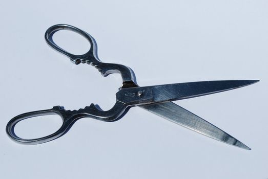 Stainless steel scissor on white background