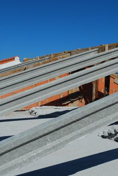 framework of house roof under construction