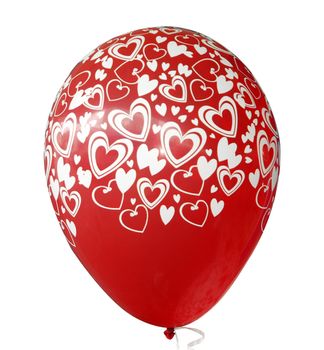 Red Balloon with Hearts isolated with clipping path            