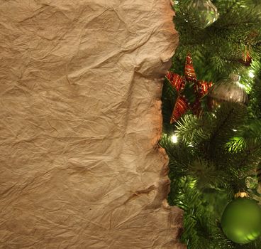 Old parchment paper with Christmas background