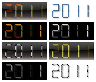 2011 logo, digital numbers on a various backgrounds