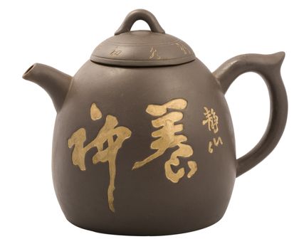 chinese teapot isolated with clipping path on white background
