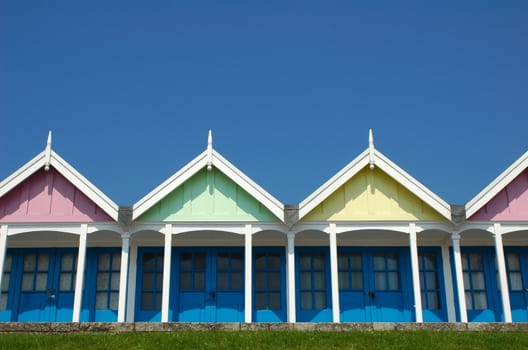 colorful generic beach huts