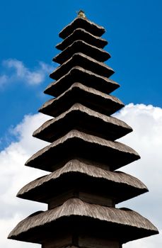 Taman ayun temple roof details in the sky