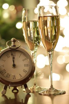 Countdown to New Years celebrations with champagne