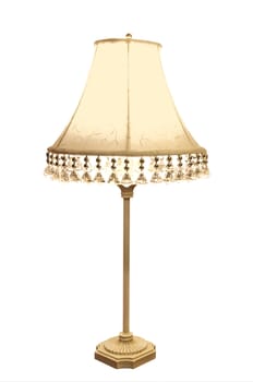 Antique Lamp with Embroidered Shade isolated with clipping path           