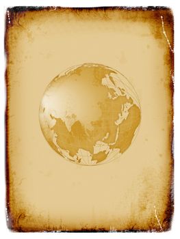 Ancient world map, globe, grunge background